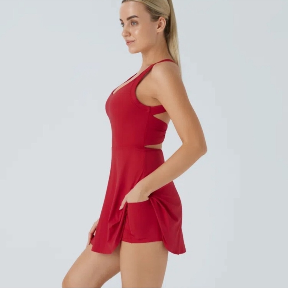 HALARA size Small Red Backless Twisted Active Dress - Picture 12 of 12